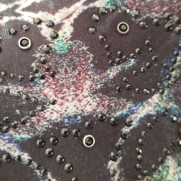 Embellished scoopneck top NWT keyhole back with chain Goth Witchy ♡ - Picture 3 of 12